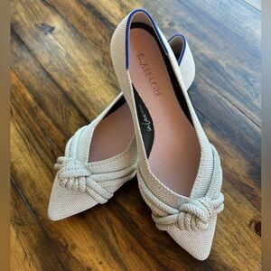 NWOT Rothy’s The Knot Point II Diamond Metallic Ivory Silver - Size 6.5